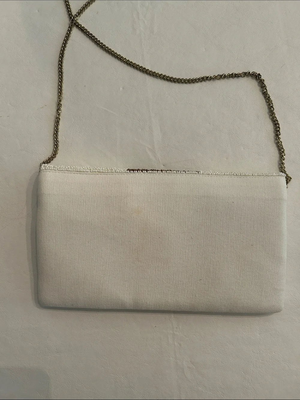 Beaded White and Brown Purse